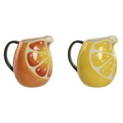 Jarra Home ESPRIT Gres Moderno Limón Naranja (2 Unidades)